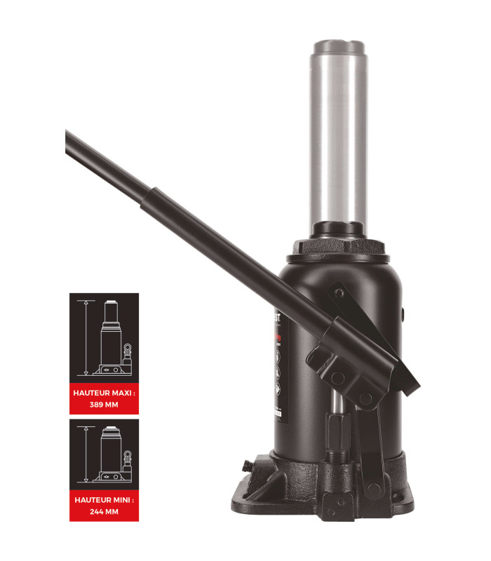 CRIC BOUTEILLE 20T, LEVAGE DE 244 A 449MM