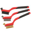 LOT DE 3 MINI BROSSES METAL, LAITON, PLASTIQUE
