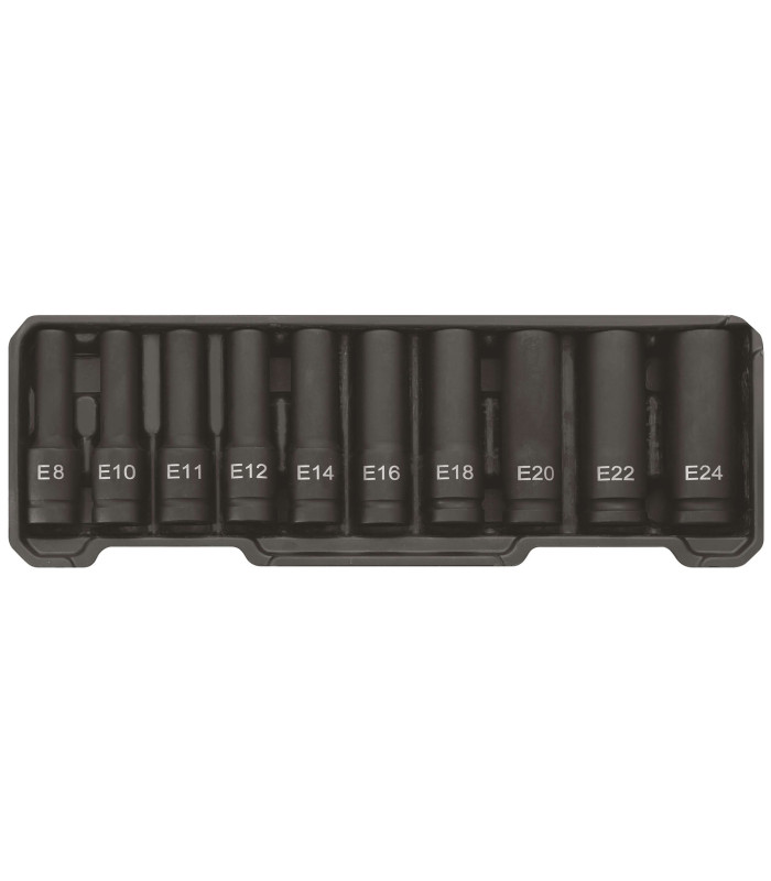 COFFRET DE 10 DOUILLES A CHOC TORX FEMELLE 1/2