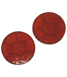 JEU 2 CATADIOPTRES ROUGES ADHESIFS RONDS