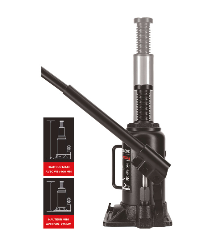 CRIC BOUTEILLE 12T, LEVAGE DE 215 A 400MM