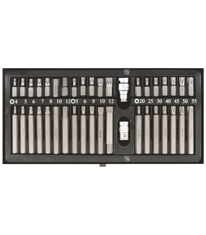 COFFRET 38 EMBOUTS BTR/TORX/XZN + ADAPT 3/8 -1/2