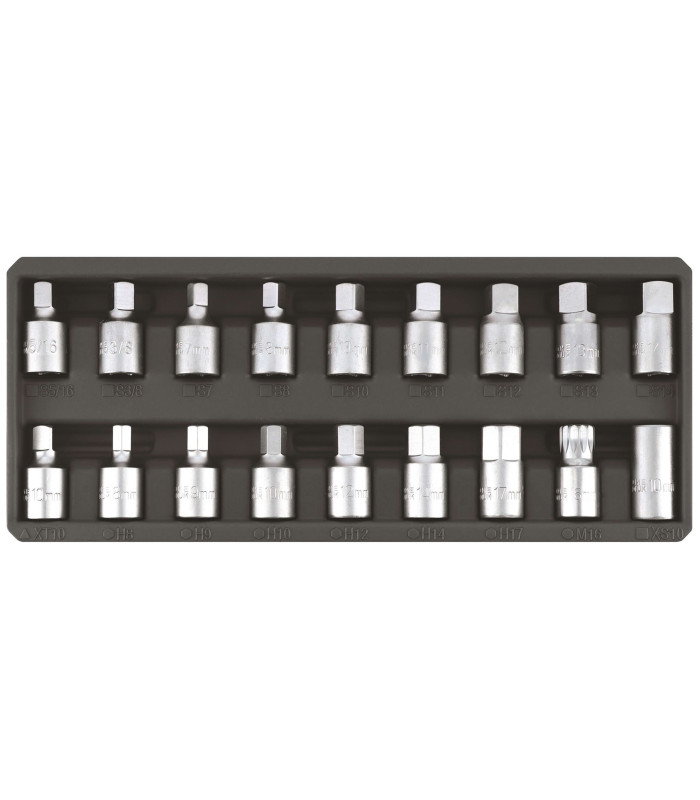 COFFRET 18PCS EMBOUTS DE VIDANGE 3/8