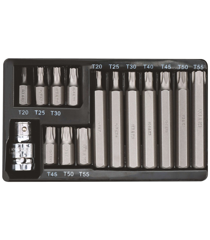 COFFRET 14 EMBOUTS TORX MALES, CARRE 1/2