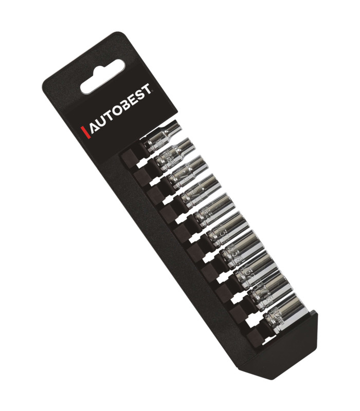 JEU DE 10 DOUILLES US, INCH, CARRE 1/4