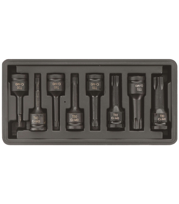COFFRET 8 DOUILLES A CHOC TORX MALE CARRE 1/2
