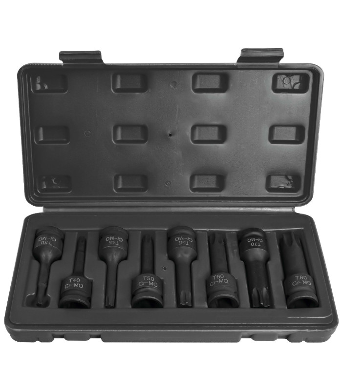 COFFRET 8 DOUILLES A CHOC TORX MALE CARRE 1/2