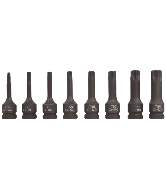 COFFRET 8 DOUILLES A CHOC TORX MALE CARRE 1/2